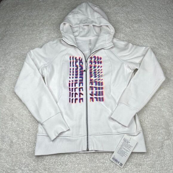 Lululemon Scuba Full Zip Hoodie White Seawheeze NEW - Picture 2 of 14